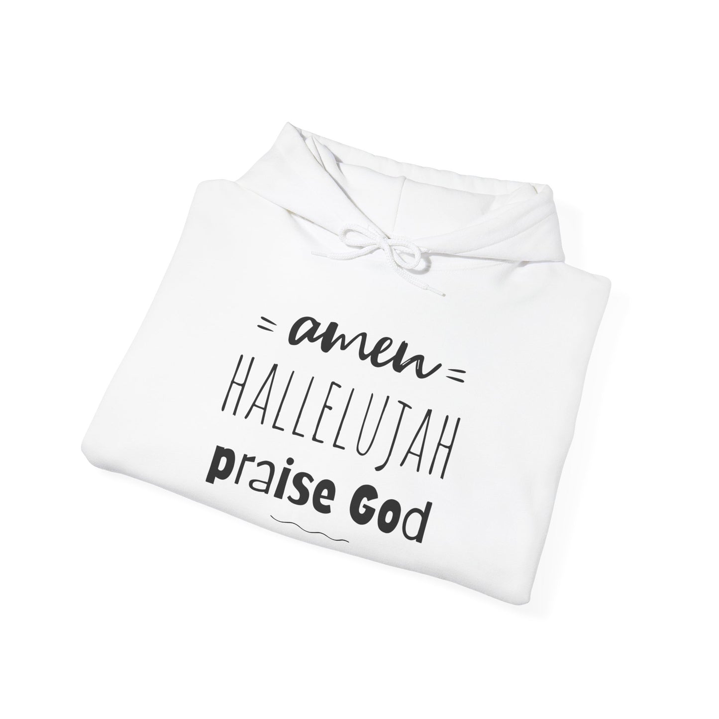 Christian Hoodie Amen Hallelujah Praise God Faith Apparel Christian Merch Jesus Hoodie Unisex Heavy Blend™ Hooded Sweatshirt