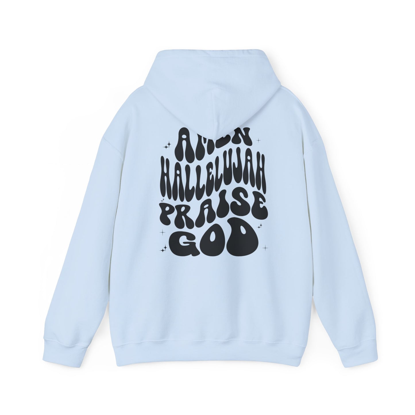 Christian Hoodie Back Print Aesthetic Retro Wavy Text Jesus Sweatshirt, Amen Hallelujah Praise God