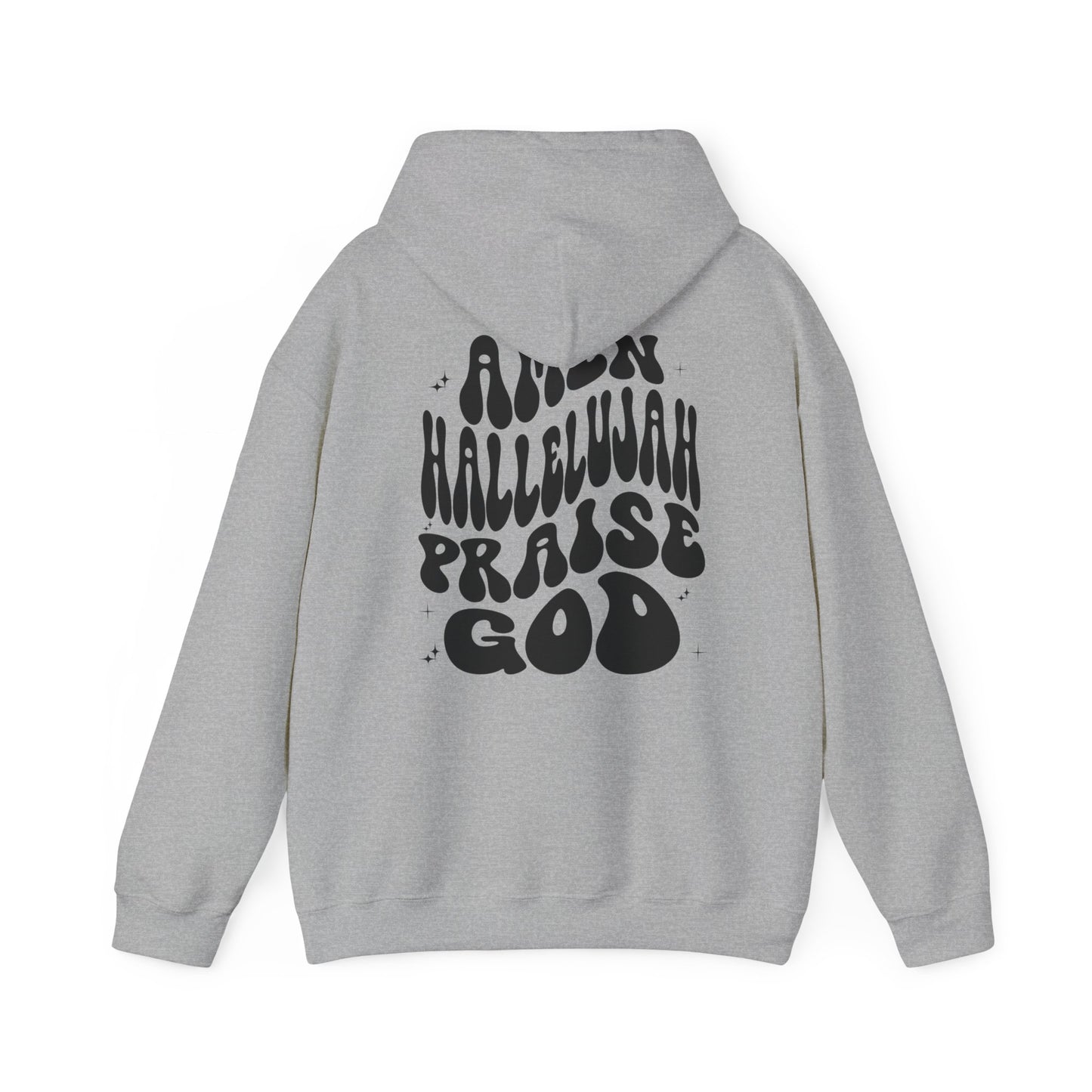 Christian Hoodie Back Print Aesthetic Retro Wavy Text Jesus Sweatshirt, Amen Hallelujah Praise God