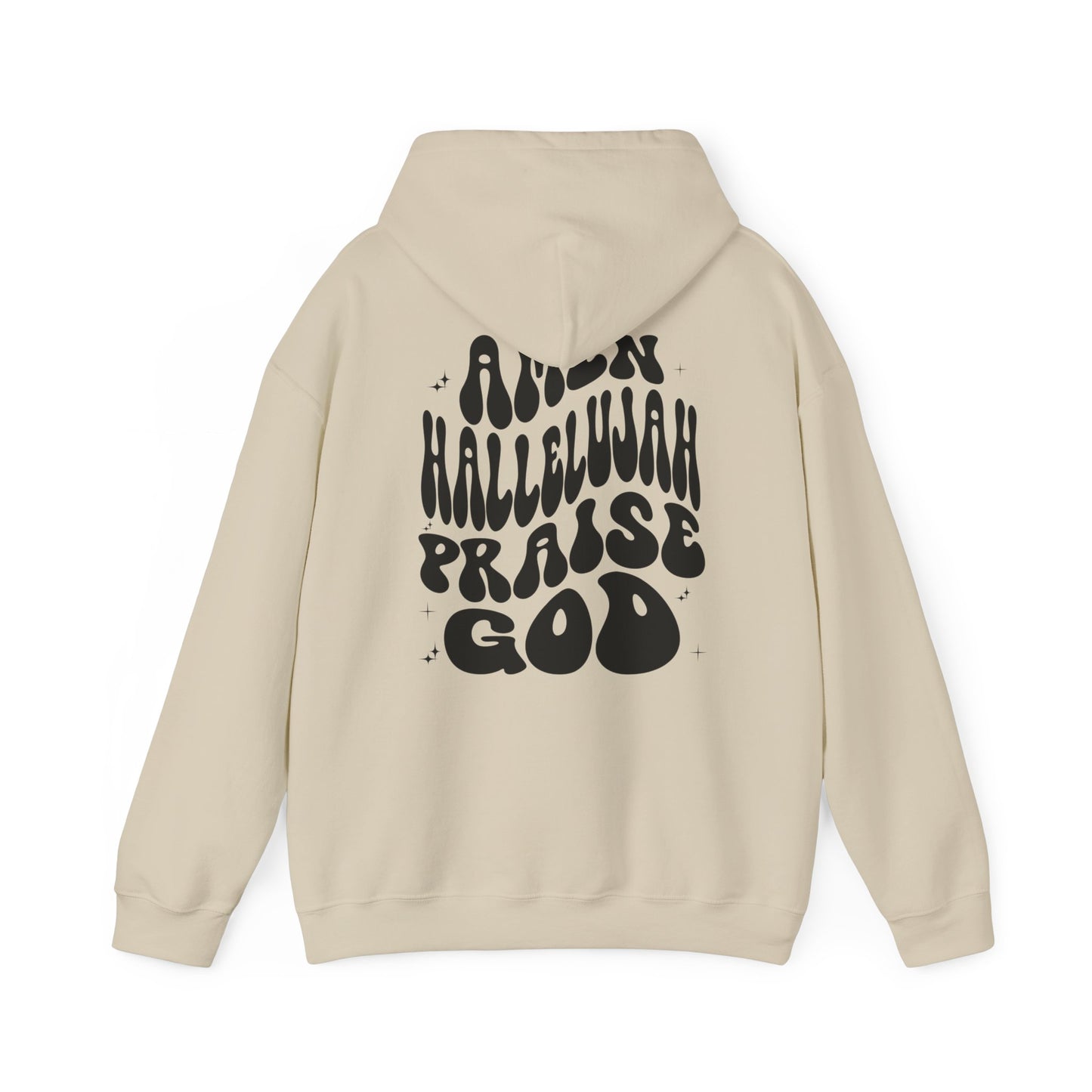 Christian Hoodie Back Print Aesthetic Retro Wavy Text Jesus Sweatshirt, Amen Hallelujah Praise God