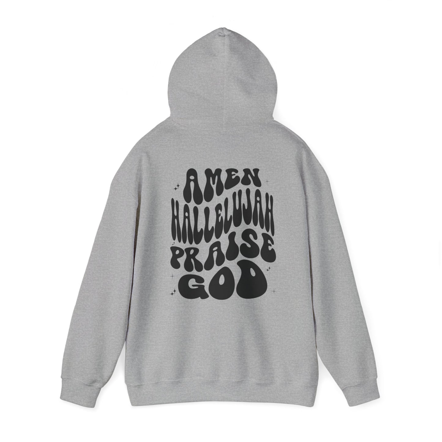 Christian Hoodie Back Print Aesthetic Retro Wavy Text Jesus Sweatshirt, Amen Hallelujah Praise God