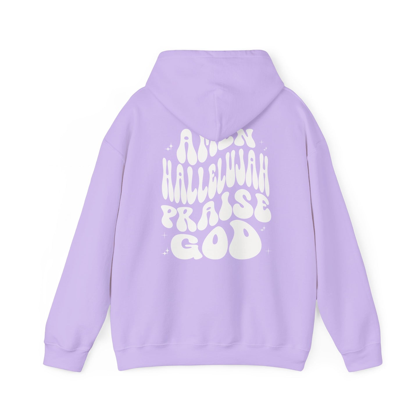 Christian Hoodie Back Print Aesthetic Retro Wavy Text Jesus Sweatshirt, Amen Hallelujah Praise God