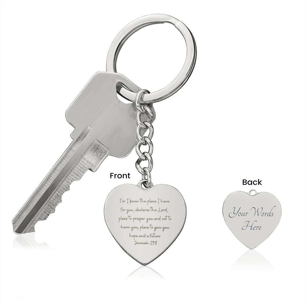 JDS Personalized Heart Keychain with Oval Tag