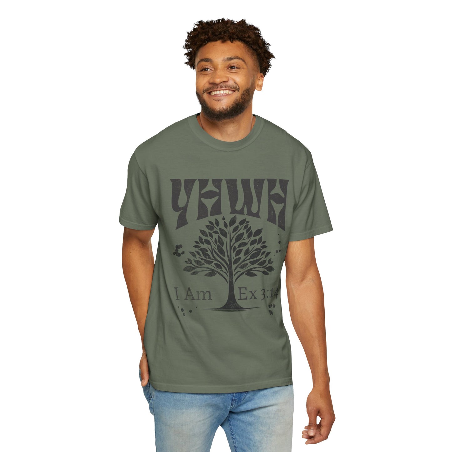 YHWH Tree of Life I Am That I Am Exodus 3:14 Retro Yahweh Christian Graphic Tee Comfort Colors Unisex Garment-Dyed T-shirt