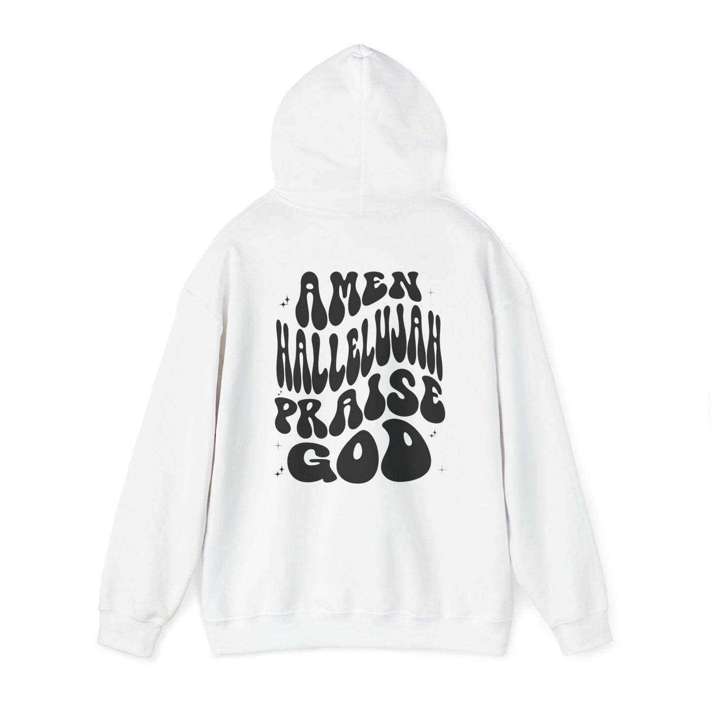 Christian Hoodie Back Print Aesthetic Retro Wavy Text Jesus Sweatshirt, Amen Hallelujah Praise God