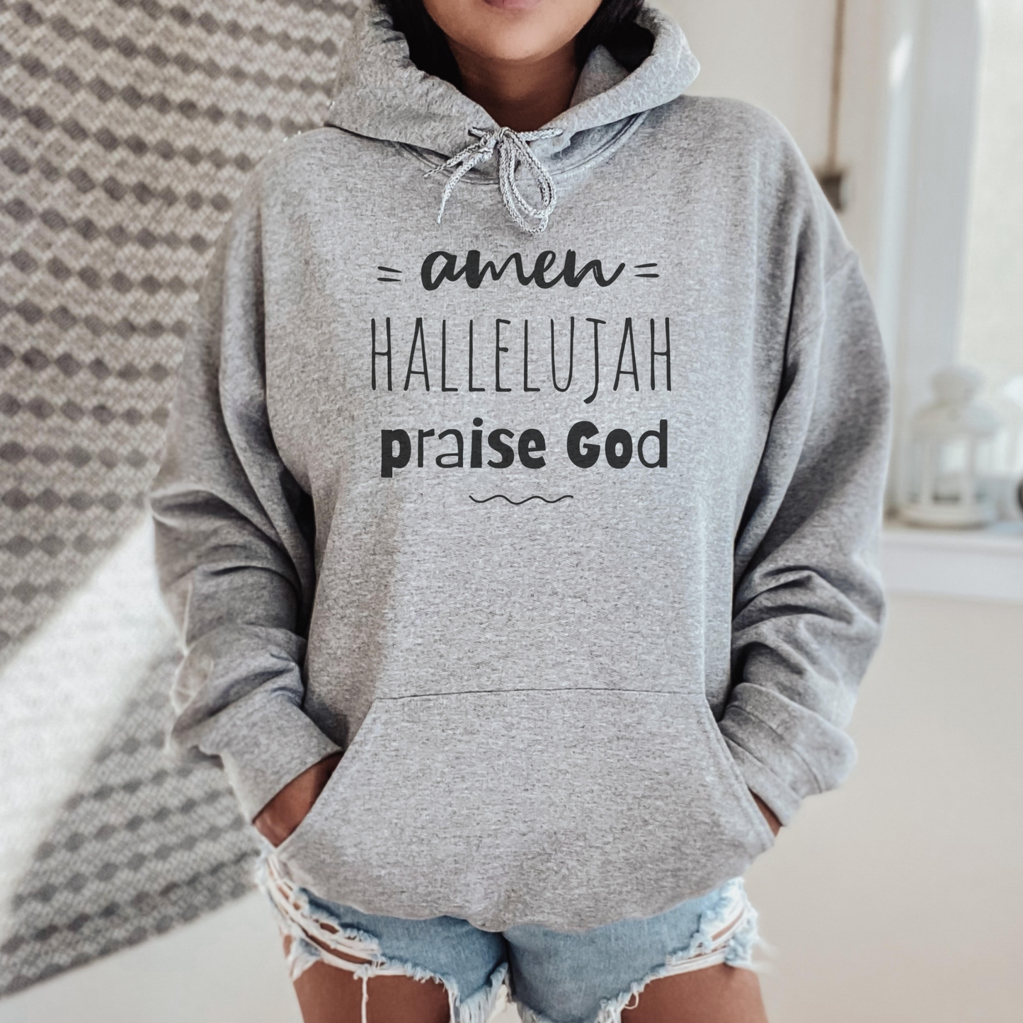 Christian Hoodie - "Amen Hallelujah Praise God" Faith Pullover