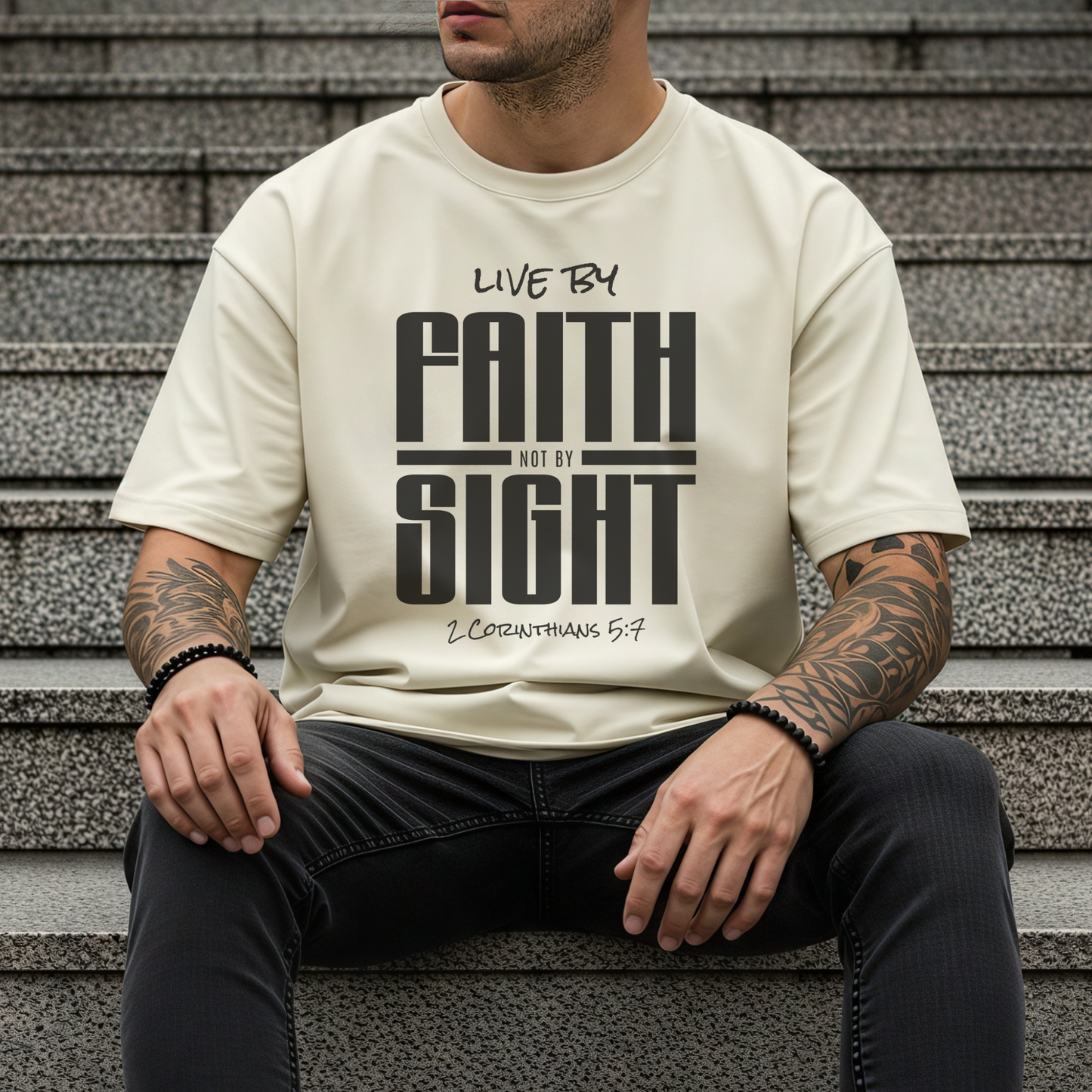 Faith Over Sight T-Shirt — "Live by Faith, Not by Sight" Bible Verse Tee (2 Corinthians 5:7)