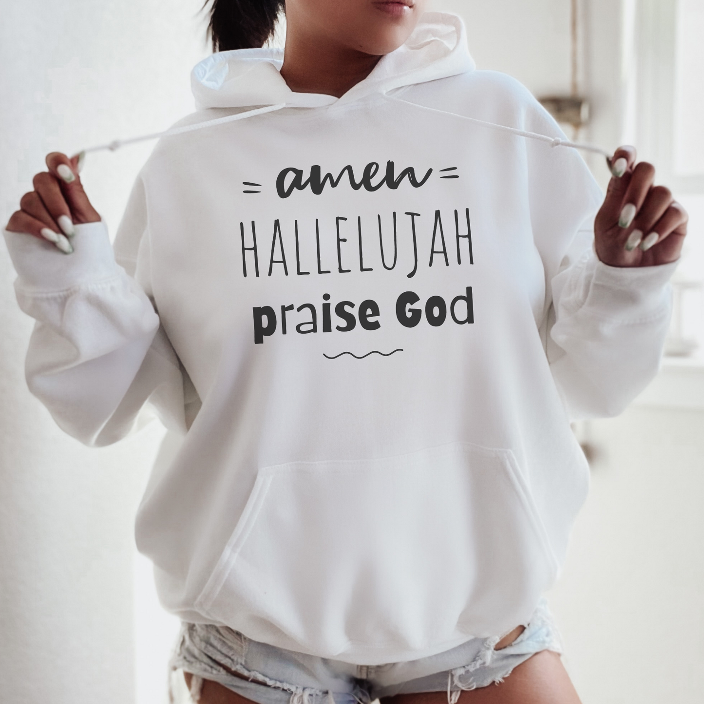 Christian Hoodie - "Amen Hallelujah Praise God" Faith Pullover