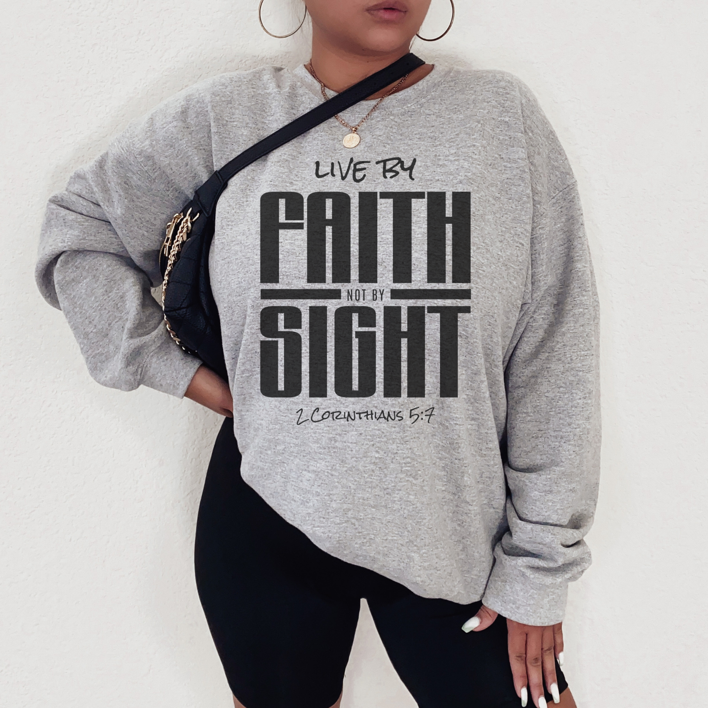 Faith Over Sight Crewneck Sweatshirt — "Live by Faith Not by Sight" Christian Pullover