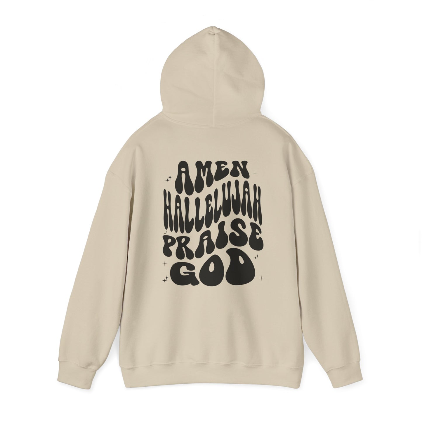 Christian Hoodie Back Print Aesthetic Retro Wavy Text Jesus Sweatshirt, Amen Hallelujah Praise God