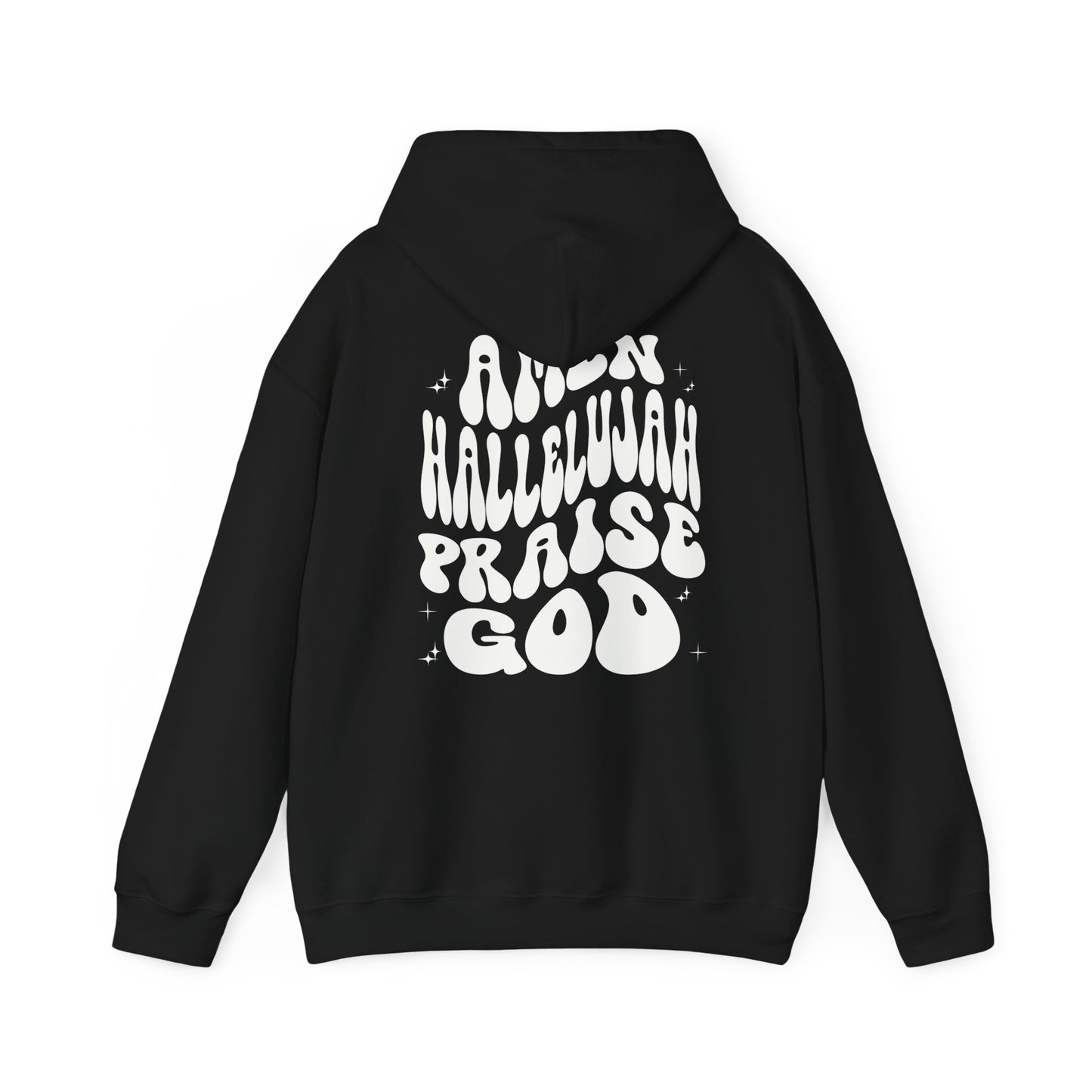 Christian Hoodie Back Print Aesthetic Retro Wavy Text Jesus Sweatshirt, Amen Hallelujah Praise God