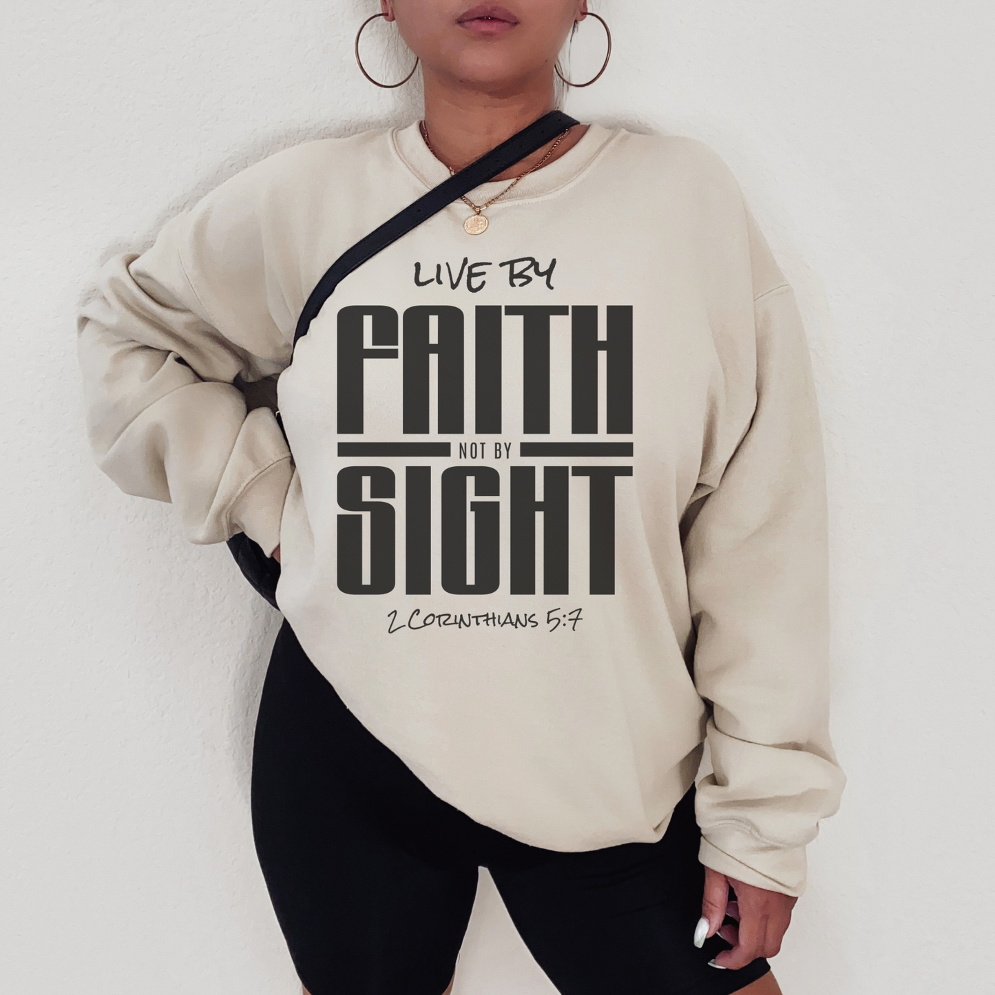 Faith Over Sight Crewneck Sweatshirt — "Live by Faith Not by Sight" Christian Pullover