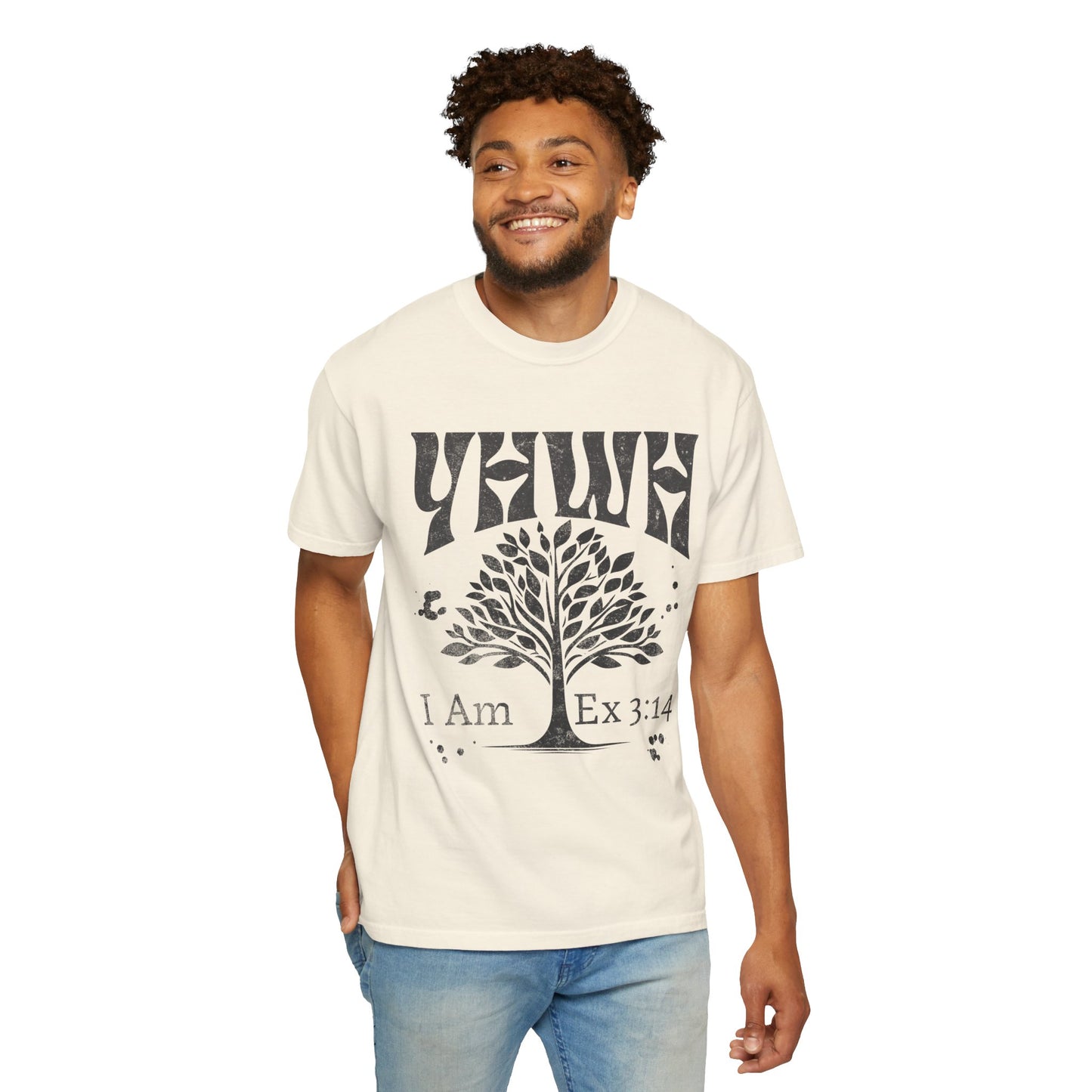 YHWH Tree of Life I Am That I Am Exodus 3:14 Retro Yahweh Christian Graphic Tee Comfort Colors Unisex Garment-Dyed T-shirt