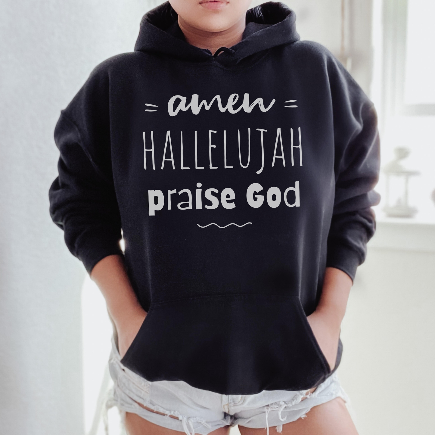 Christian Hoodie - "Amen Hallelujah Praise God" Faith Pullover