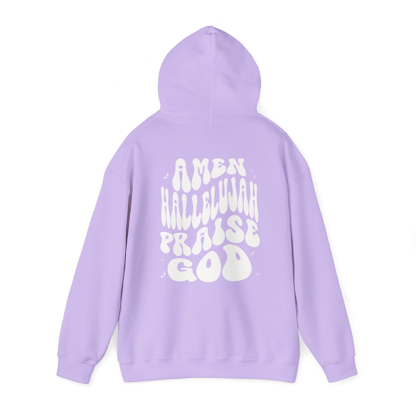 Christian Hoodie Back Print Aesthetic Retro Wavy Text Jesus Sweatshirt, Amen Hallelujah Praise God