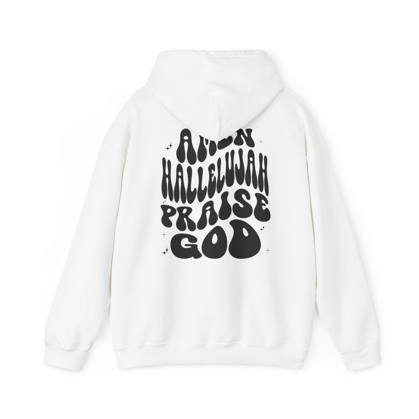 Christian Hoodie Back Print Aesthetic Retro Wavy Text Jesus Sweatshirt, Amen Hallelujah Praise God