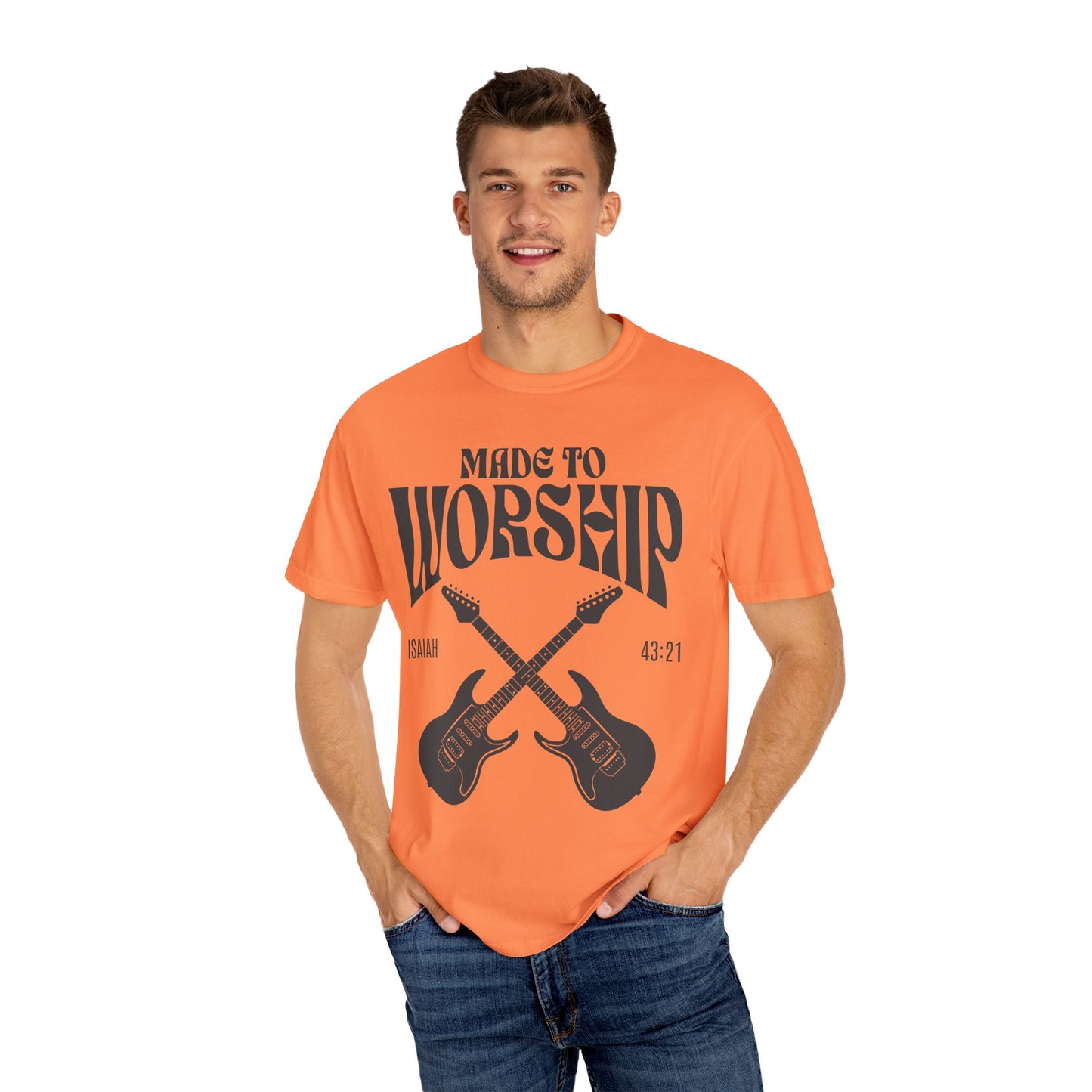 Made To Worship Christian Merch Comfort Colors Praise Team Worship Leader Gift, Christian Music Tee Isaiah 43:21 Unisex Garment-Dyed T-shirt