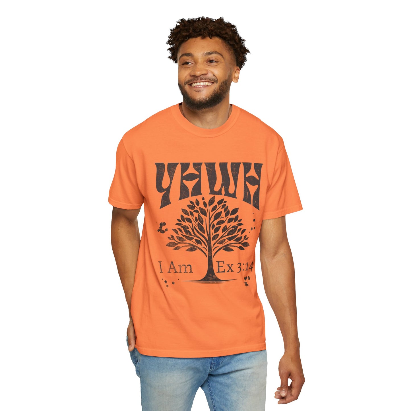 YHWH Tree of Life I Am That I Am Exodus 3:14 Retro Yahweh Christian Graphic Tee Comfort Colors Unisex Garment-Dyed T-shirt