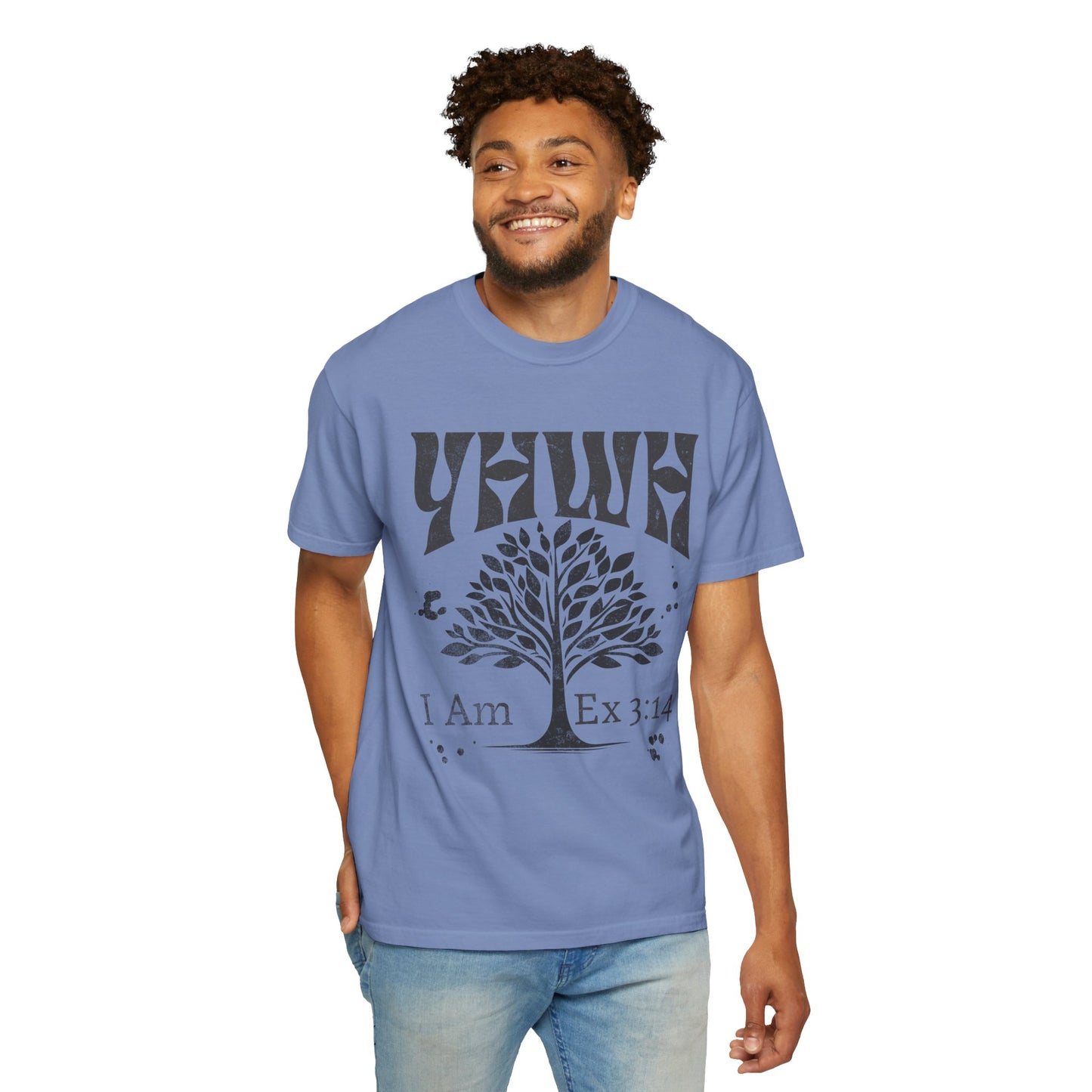 YHWH Tree of Life I Am That I Am Exodus 3:14 Retro Yahweh Christian Graphic Tee Comfort Colors Unisex Garment-Dyed T-shirt