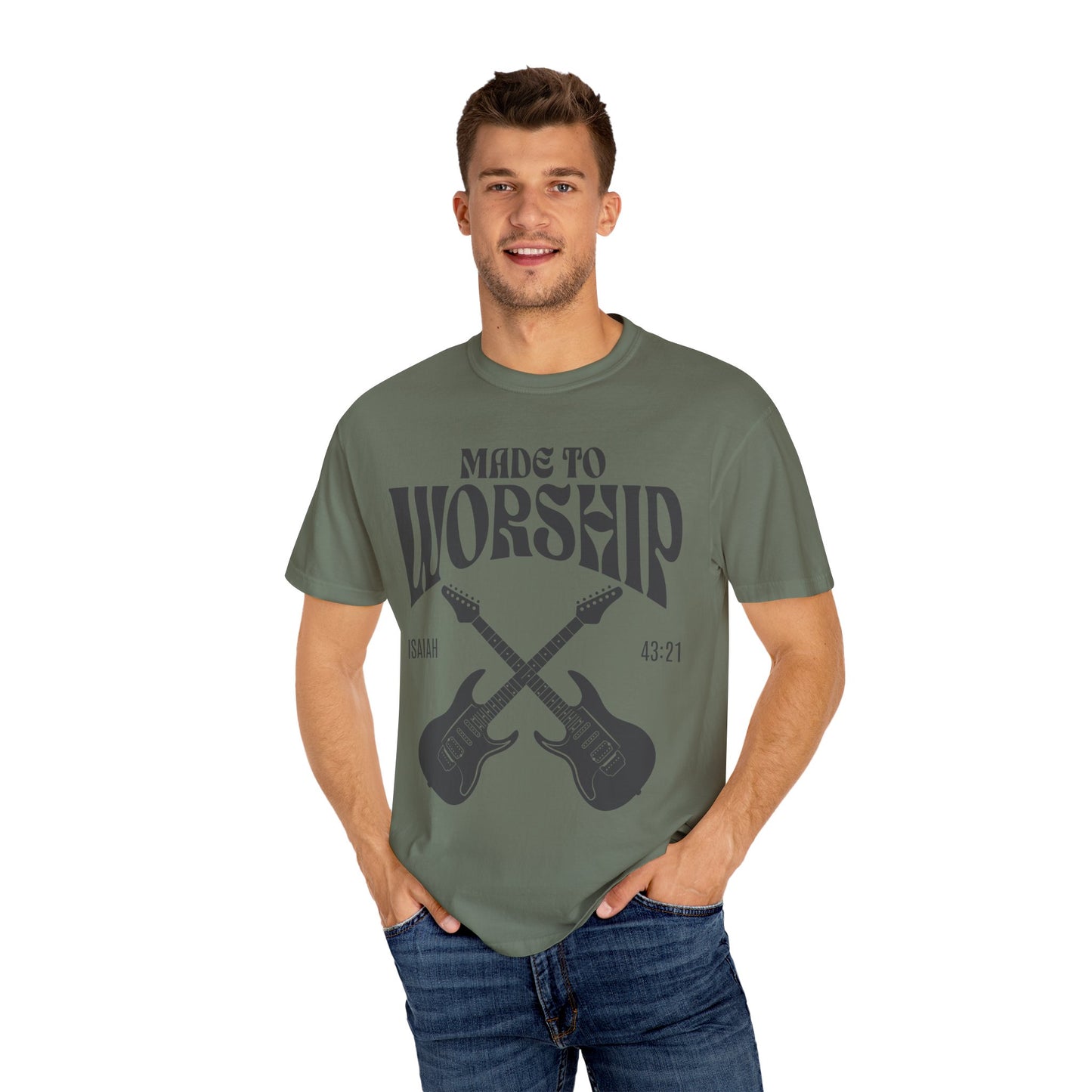 Made To Worship Christian Merch Comfort Colors Praise Team Worship Leader Gift, Christian Music Tee Isaiah 43:21 Unisex Garment-Dyed T-shirt