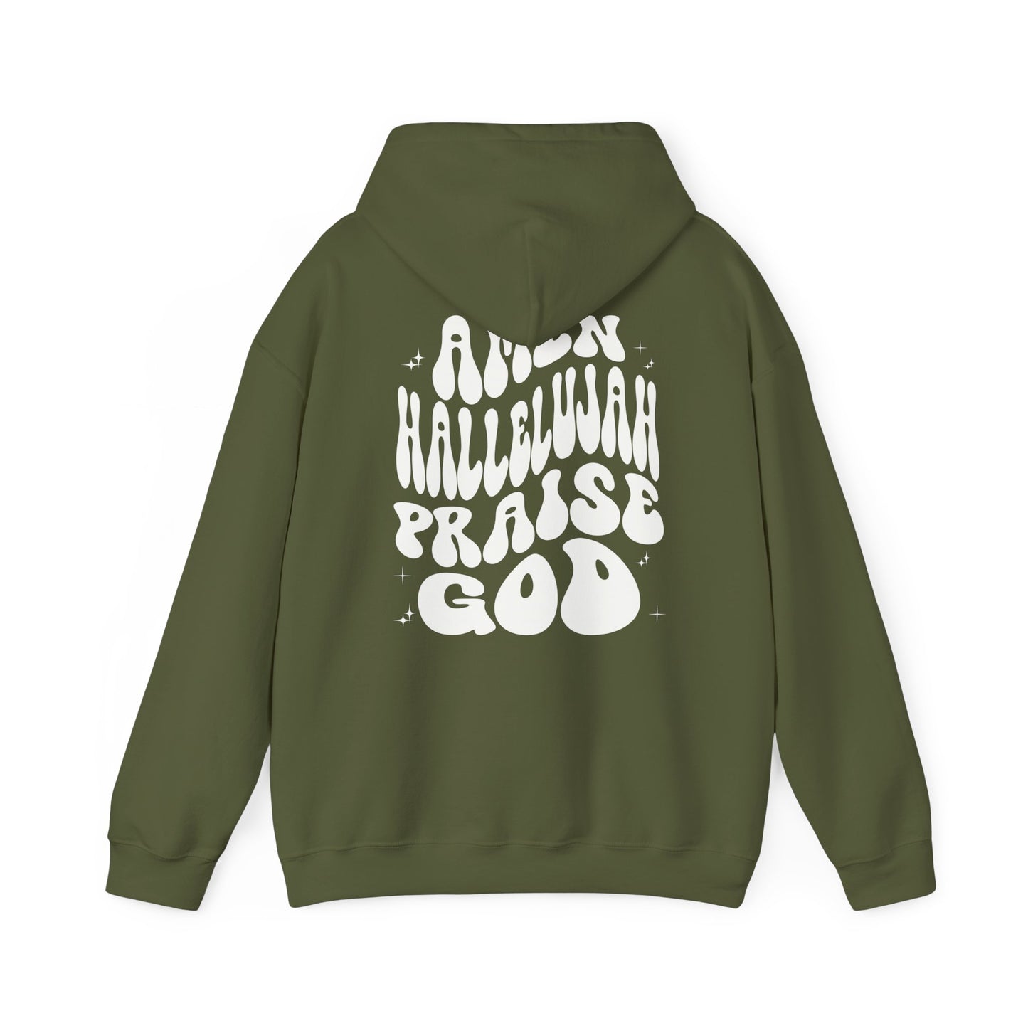 Christian Hoodie Back Print Aesthetic Retro Wavy Text Jesus Sweatshirt, Amen Hallelujah Praise God