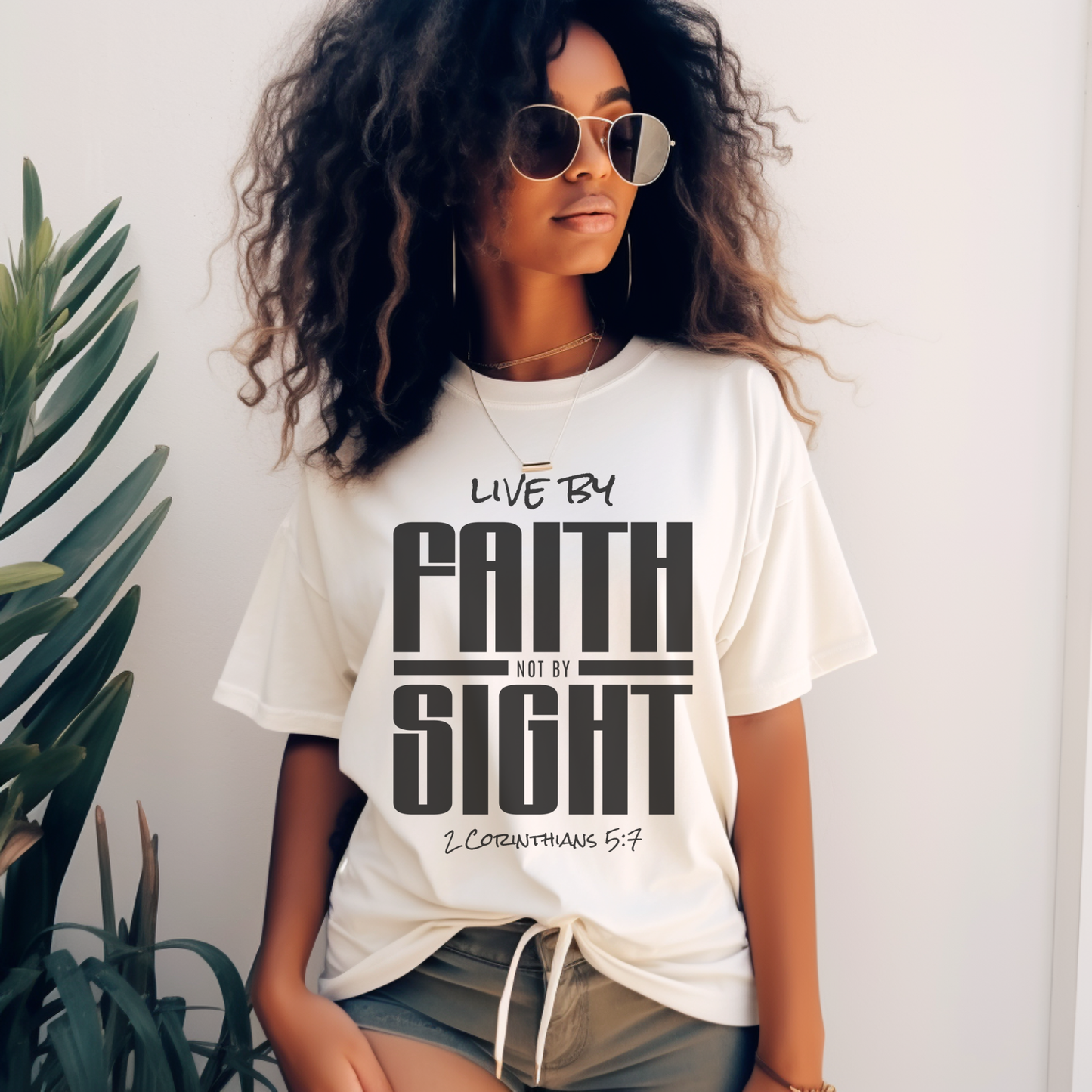 Faith Over Sight T-Shirt — "Live by Faith, Not by Sight" Bible Verse Tee (2 Corinthians 5:7)