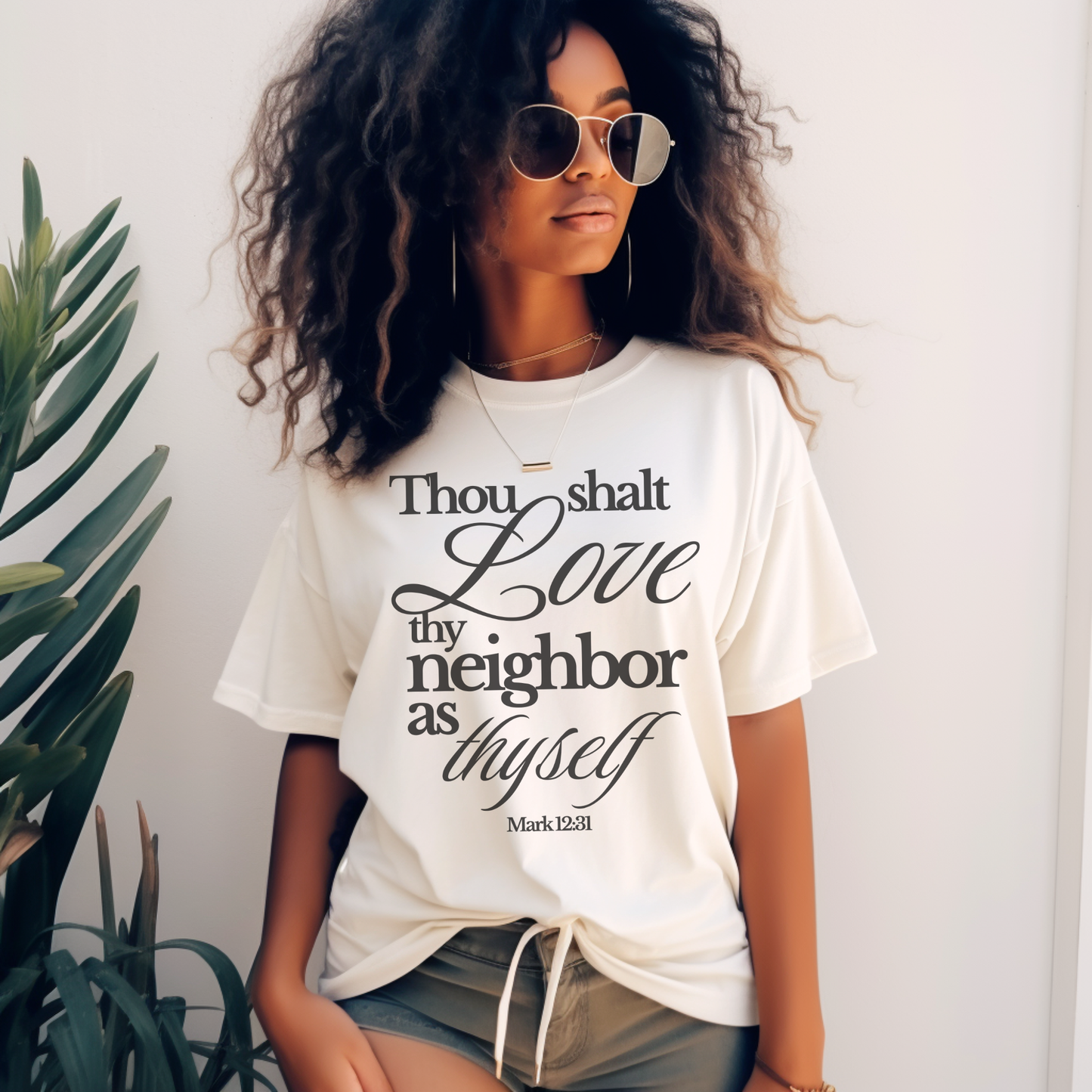 T-Shirt — “Thou Shalt Love Thy Neighbor as Thyself” Scripture Tee