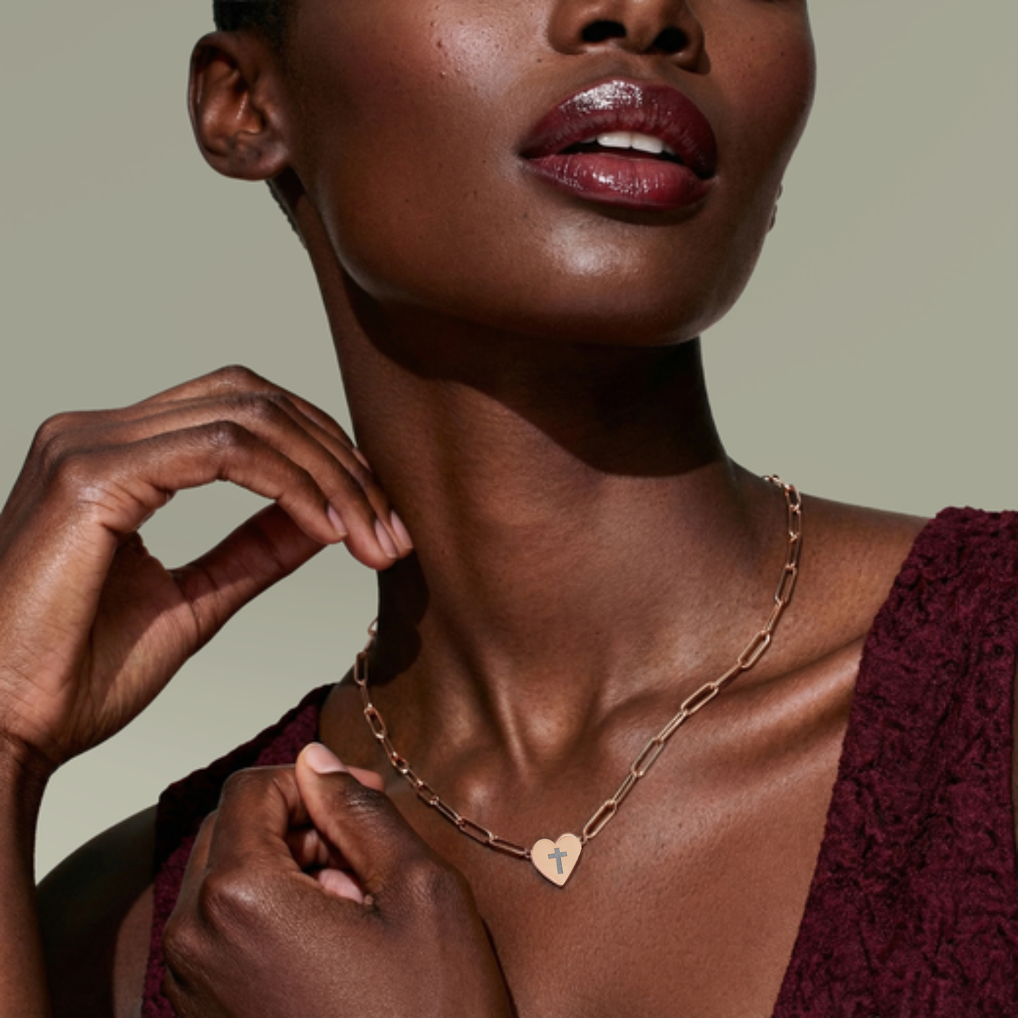 Paperclip Heart Necklace with Cross — Religious Pendant