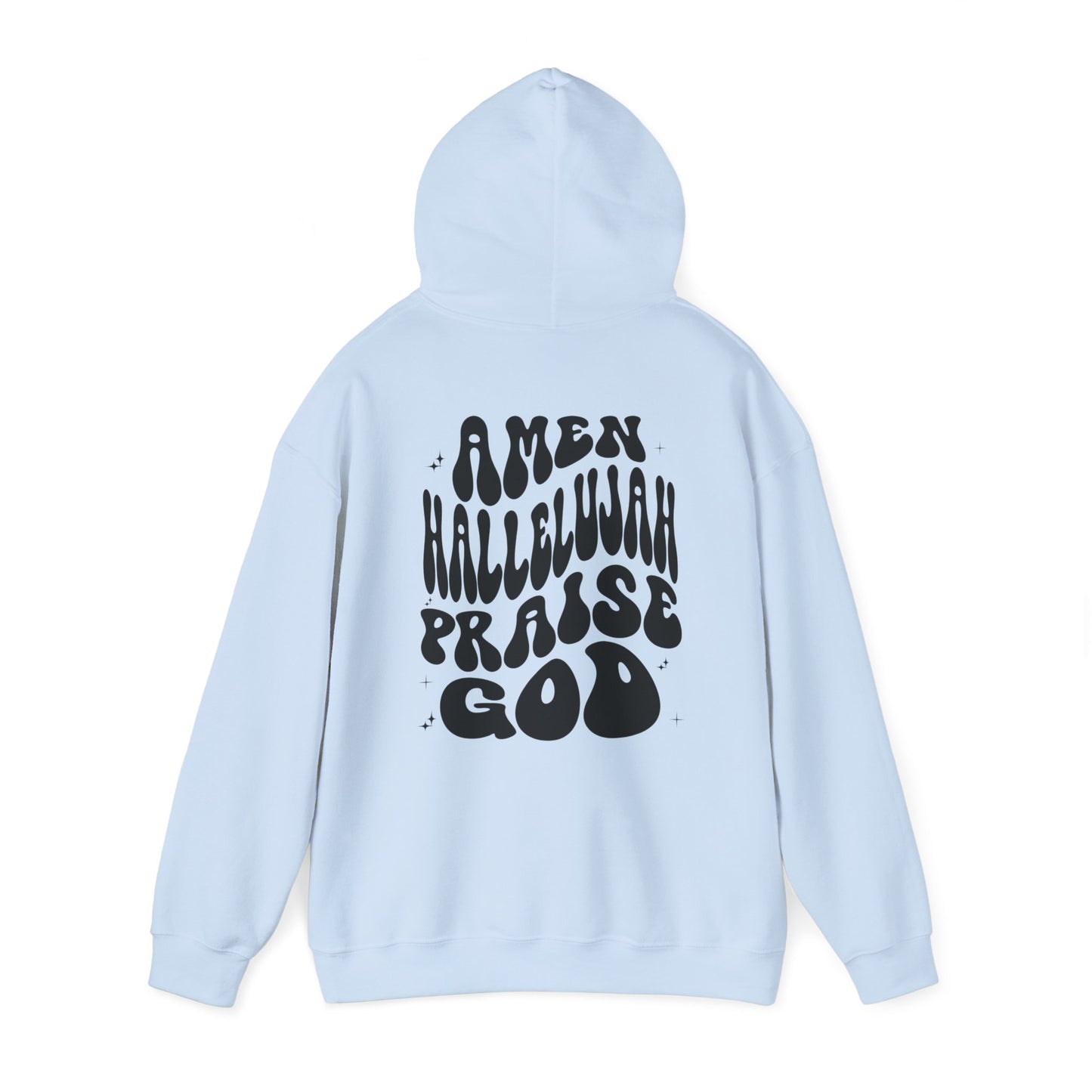 Christian Hoodie Back Print Aesthetic Retro Wavy Text Jesus Sweatshirt, Amen Hallelujah Praise God