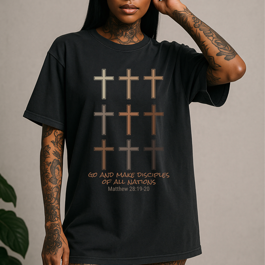 Christian Crosses T-Shirt — "Go and Make Disciples" Scripture Tee