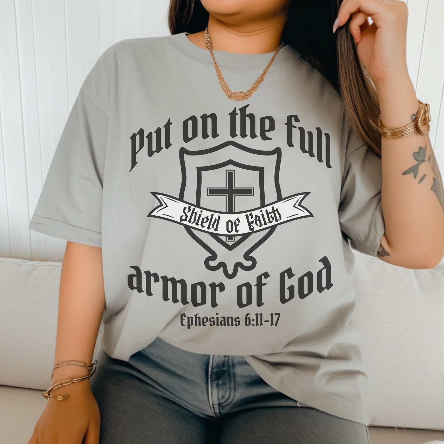 Armor of God Shield of Faith T-Shirt — "Put on the Full Armor of God" Ephesians 6:11-17 Christian Faith Tee