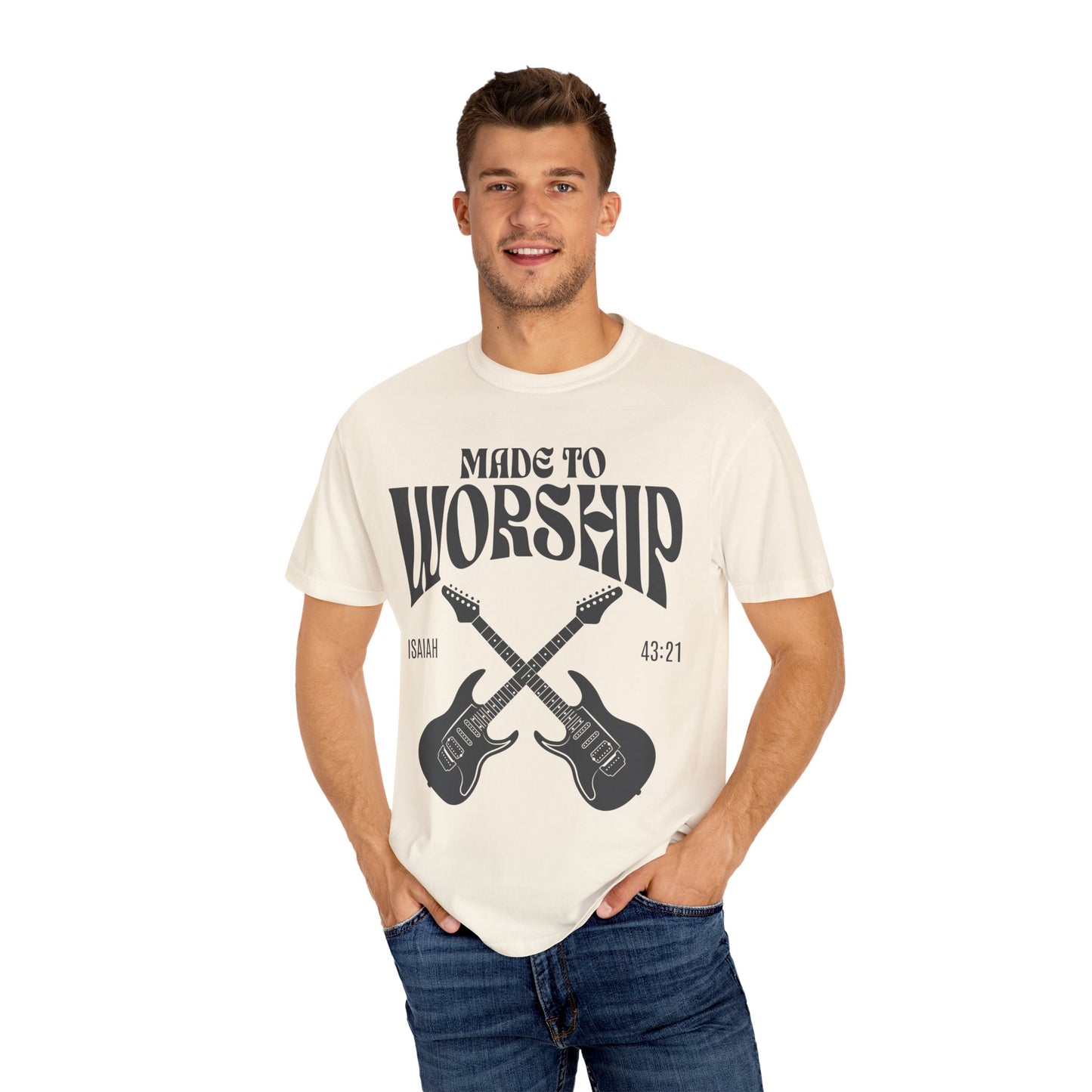 Made To Worship Christian Merch Comfort Colors Praise Team Worship Leader Gift, Christian Music Tee Isaiah 43:21 Unisex Garment-Dyed T-shirt