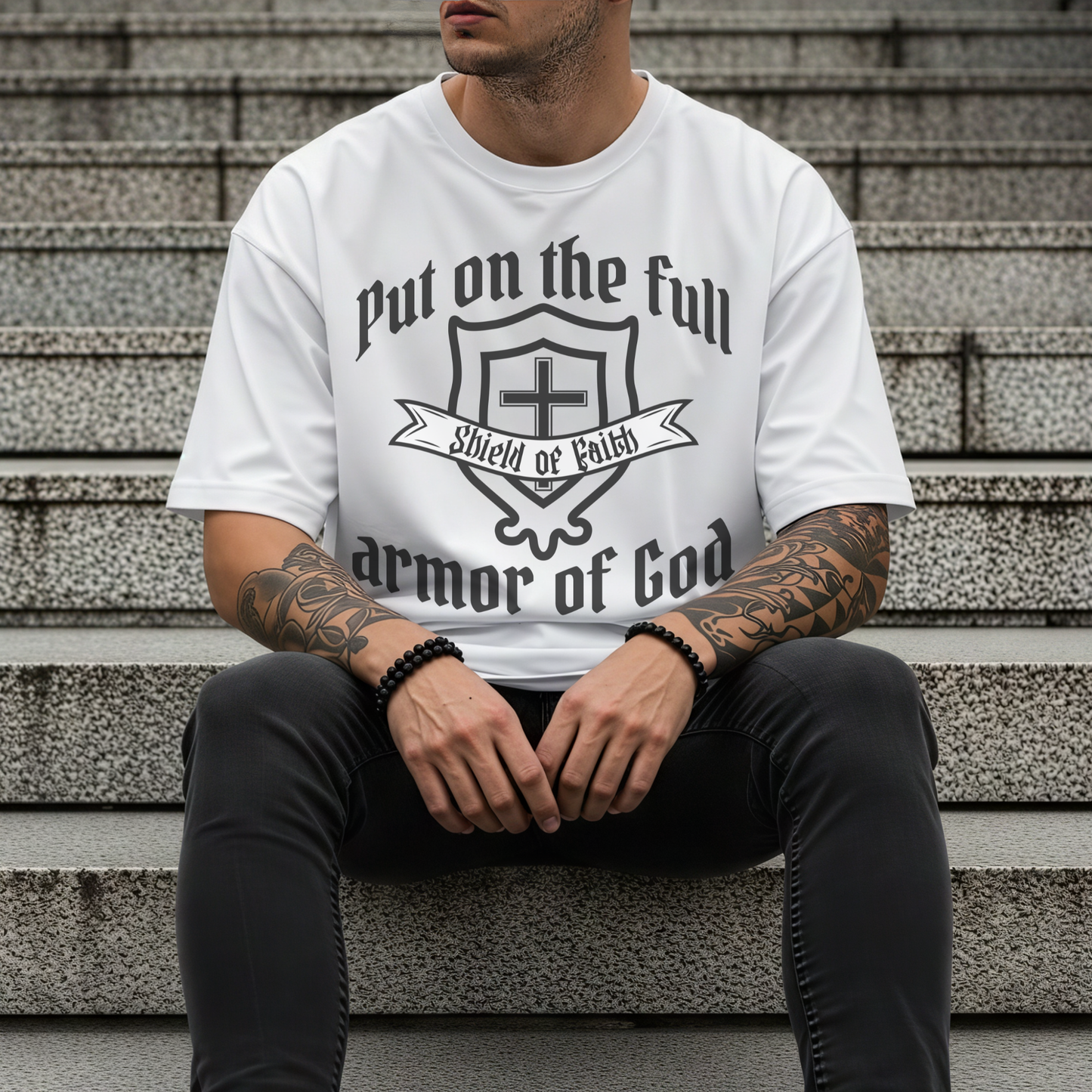 Armor of God Shield of Faith T-Shirt — "Put on the Full Armor of God" Ephesians 6:11-17 Christian Faith Tee