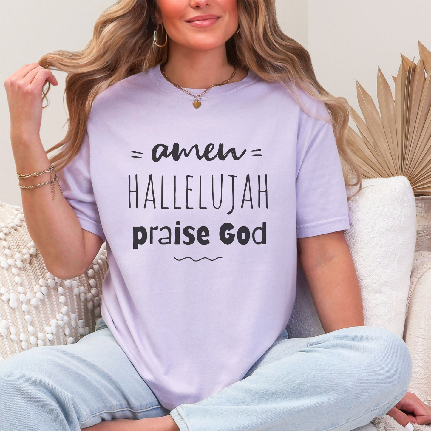 Christian Praise T-Shirt — "Amen Hallelujah Praise God" Faith Tee