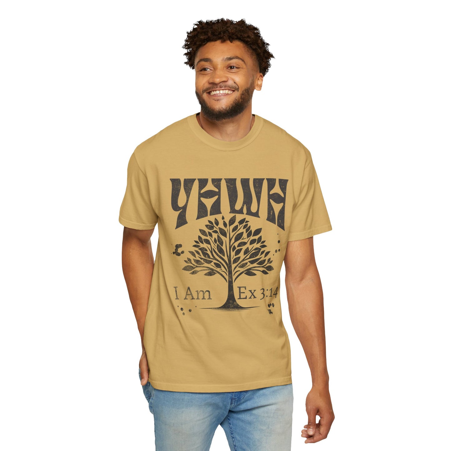 YHWH Tree of Life I Am That I Am Exodus 3:14 Retro Yahweh Christian Graphic Tee Comfort Colors Unisex Garment-Dyed T-shirt