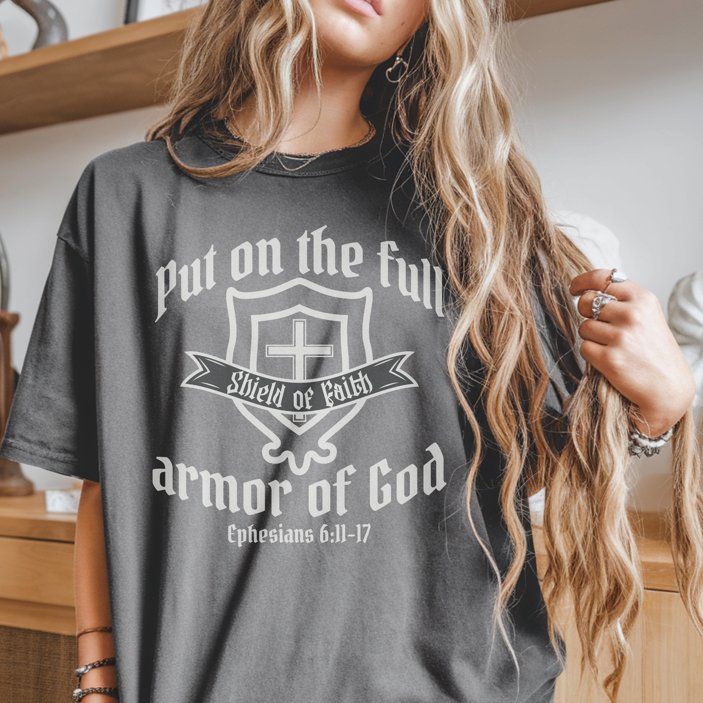 Armor of God Shield of Faith T-Shirt — "Put on the Full Armor of God" Ephesians 6:11-17 Christian Faith Tee