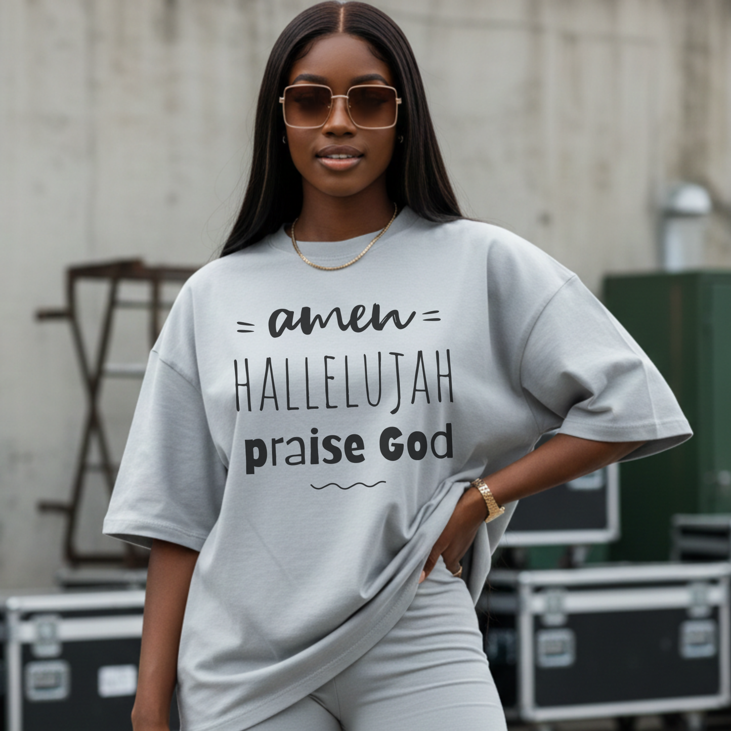 Christian Praise T-Shirt — "Amen Hallelujah Praise God" Faith Tee