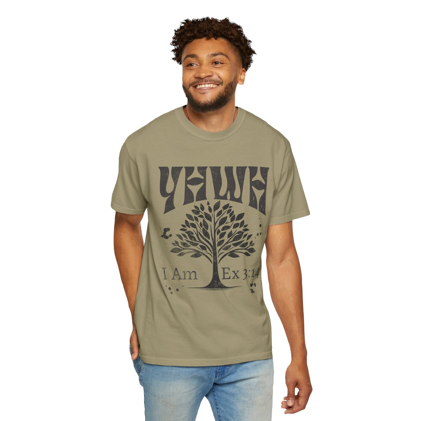 YHWH Tree of Life I Am That I Am Exodus 3:14 Retro Yahweh Christian Graphic Tee Comfort Colors Unisex Garment-Dyed T-shirt