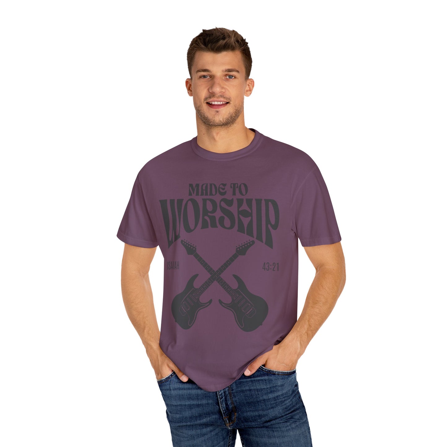Made To Worship Christian Merch Comfort Colors Praise Team Worship Leader Gift, Christian Music Tee Isaiah 43:21 Unisex Garment-Dyed T-shirt