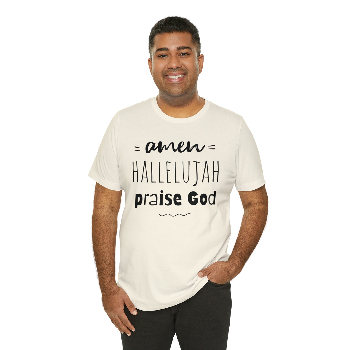Eclectic Christian T-Shirt, Amen, Hallelujah, Praise God, Christian Merch, Jesus Crewneck Unisex Jersey Short Sleeve Tee