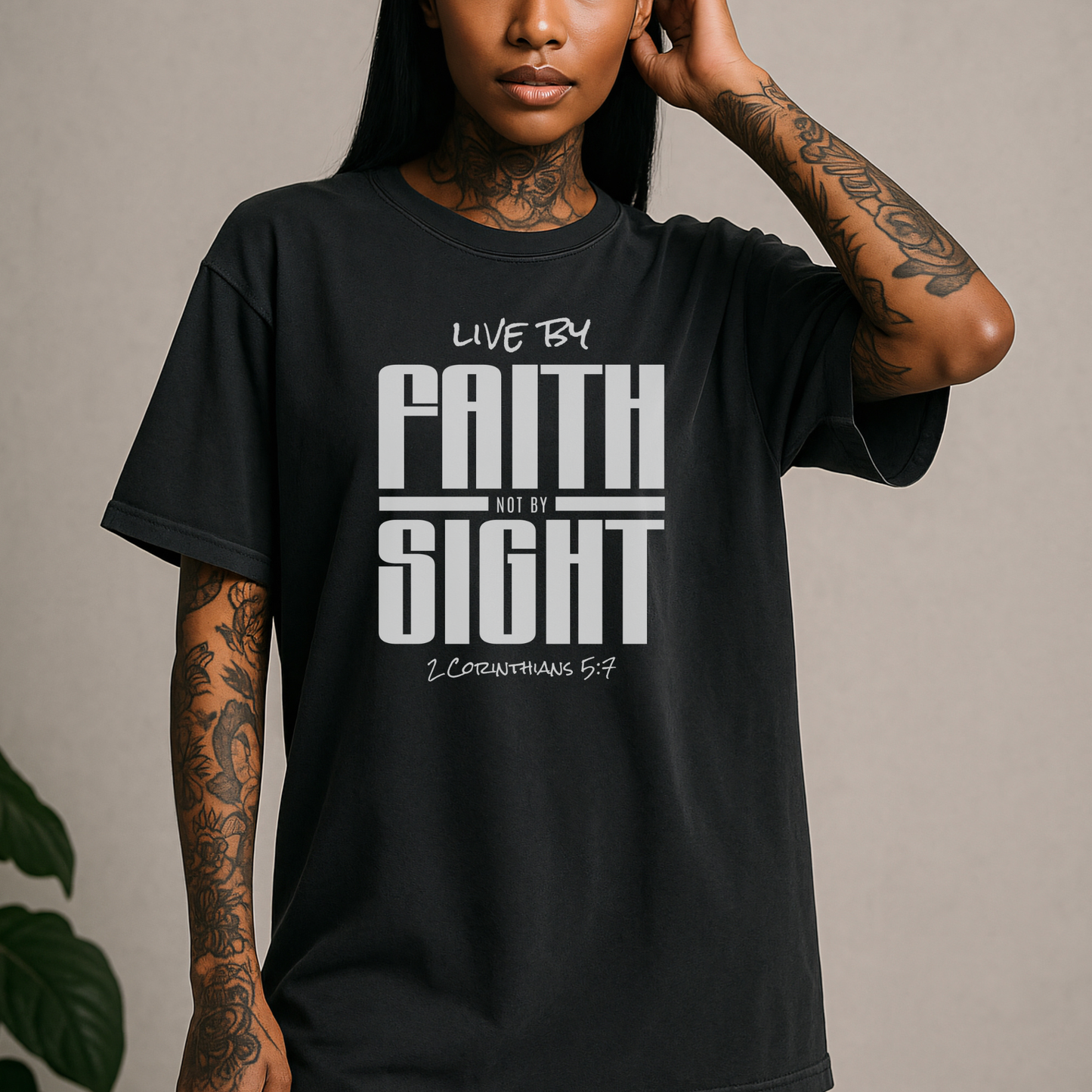Faith Over Sight T-Shirt — "Live by Faith, Not by Sight" Bible Verse Tee (2 Corinthians 5:7)