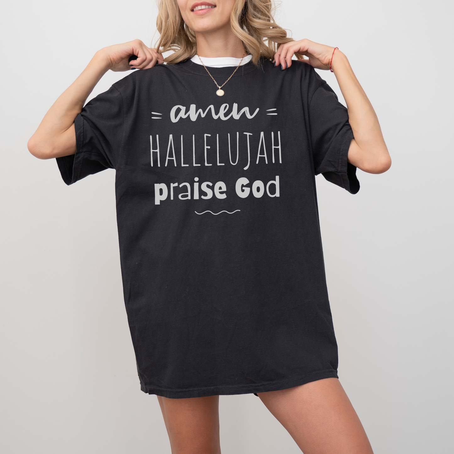 Christian Merch Oversized Comfort Color Jesus Tee, Amen Hallelujah Praise God Unisex Garment-Dyed T-shirt