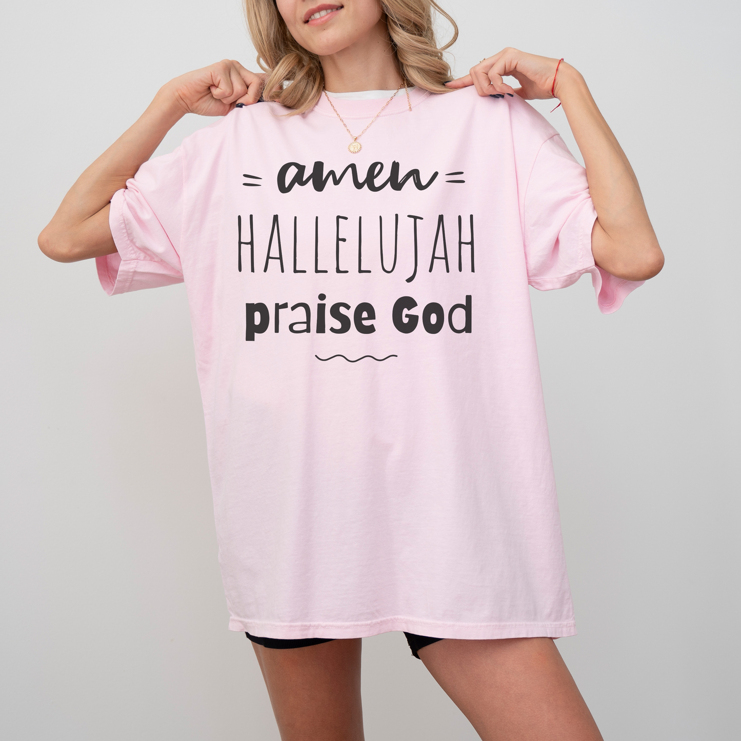 Christian Merch Oversized Comfort Color Jesus Tee, Amen Hallelujah Praise God Unisex Garment-Dyed T-shirt