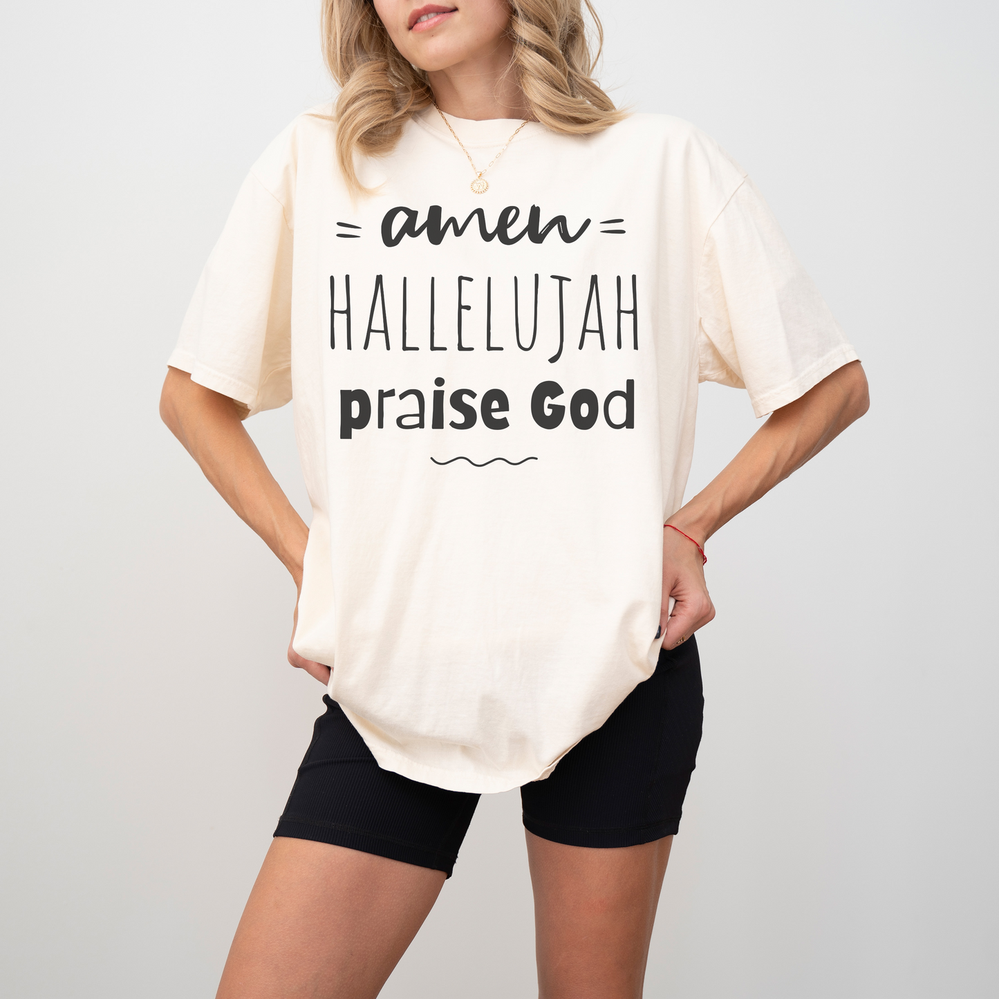 Christian Merch Oversized Comfort Color Jesus Tee, Amen Hallelujah Praise God Unisex Garment-Dyed T-shirt