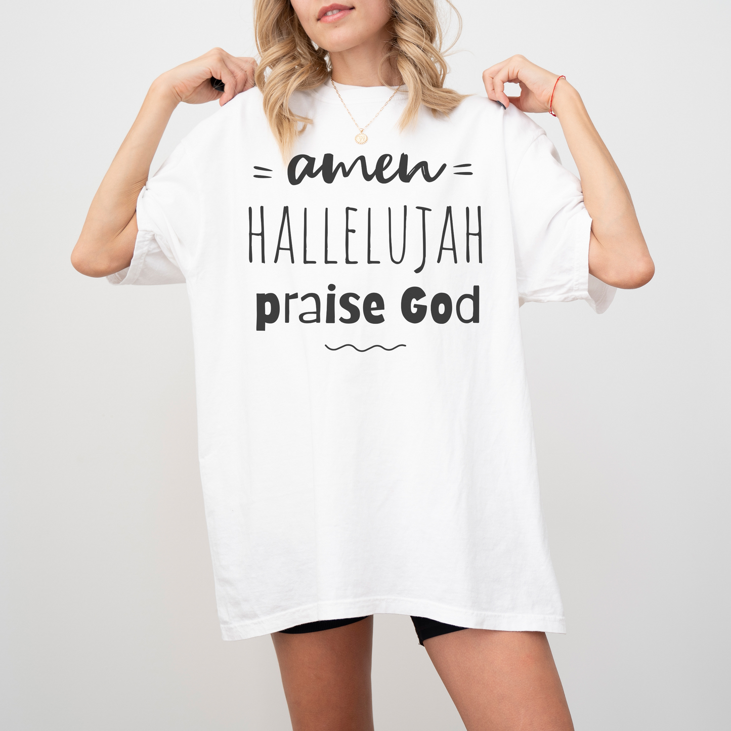 Christian Merch Oversized Comfort Color Jesus Tee, Amen Hallelujah Praise God Unisex Garment-Dyed T-shirt