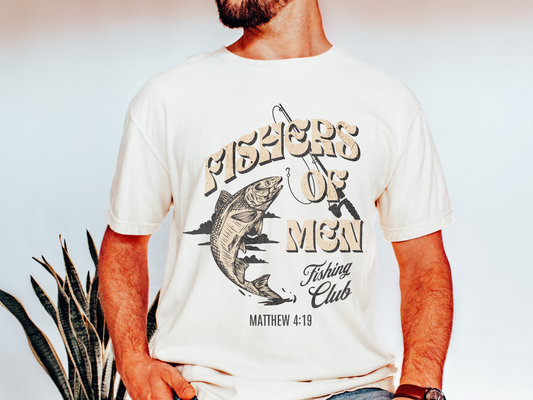 Fishers of Men Retro Christian Graphic Tee, Comfort Colors Gift for Him Unisex Garment-Dyed T-shirt