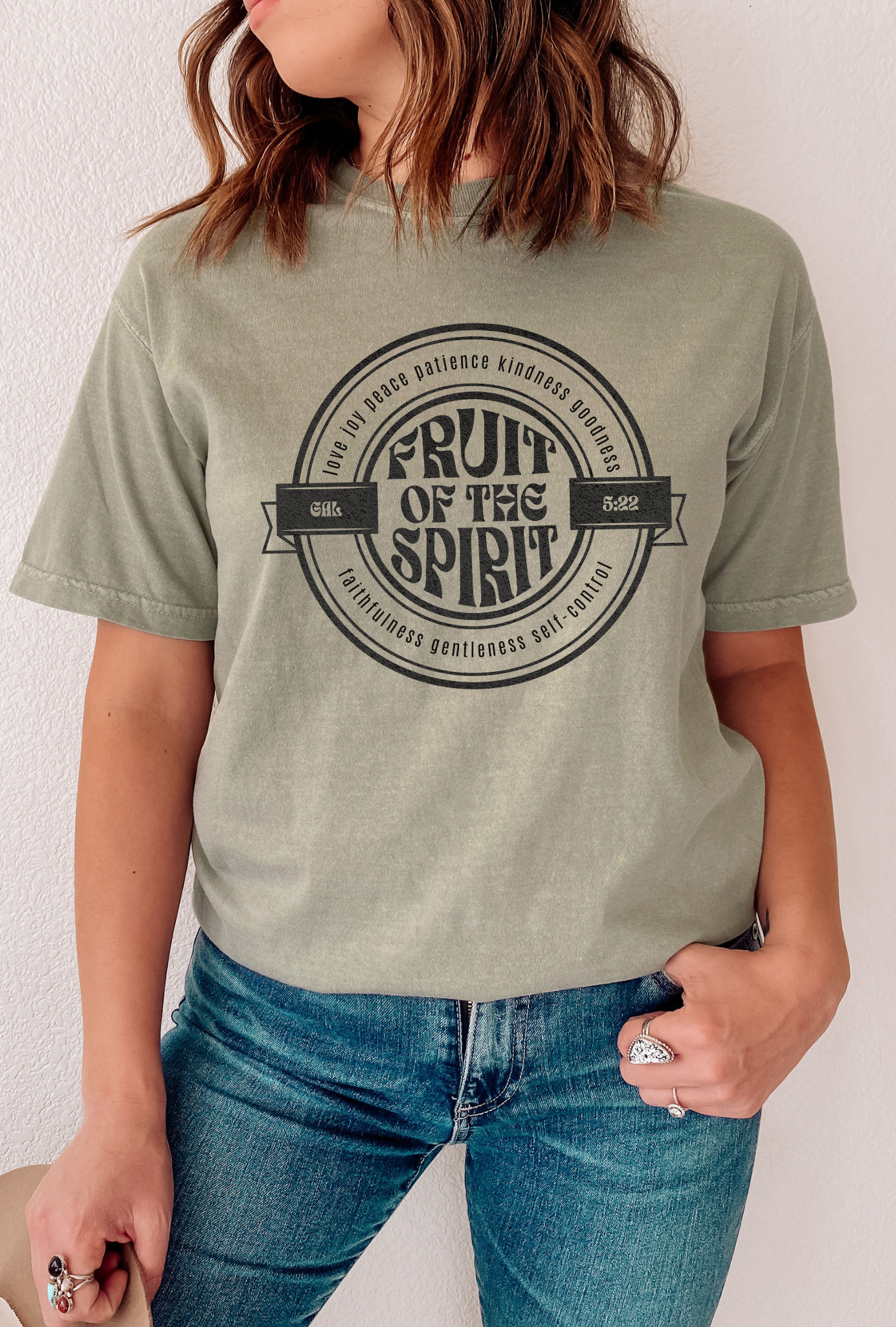 The Fruit Of the Spirit Christian Retro Graphic Tee, Unisex Garment-Dyed T-shirt