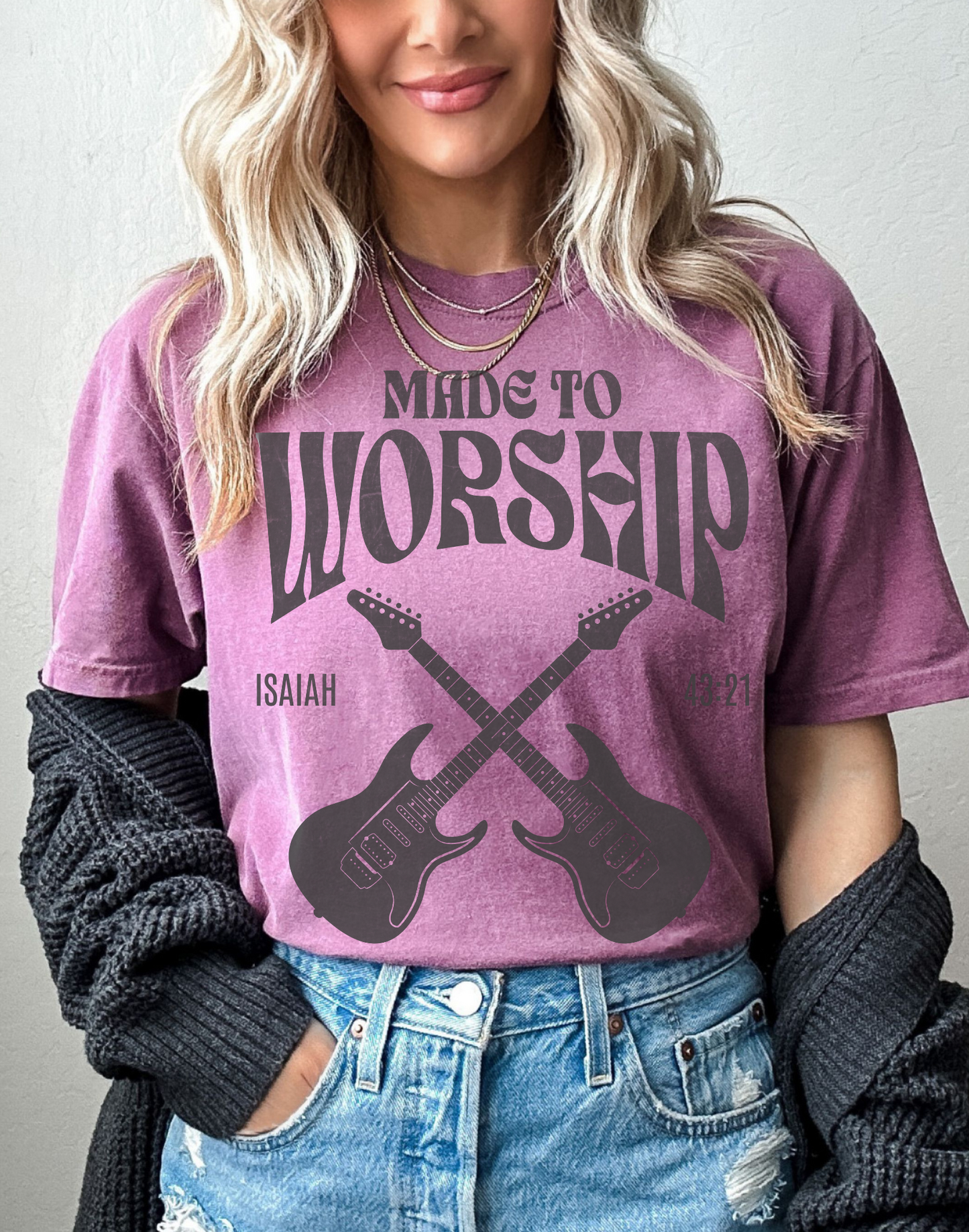 Made To Worship Christian Merch Comfort Colors Praise Team Worship Leader Gift, Christian Music Tee Isaiah 43:21 Unisex Garment-Dyed T-shirt