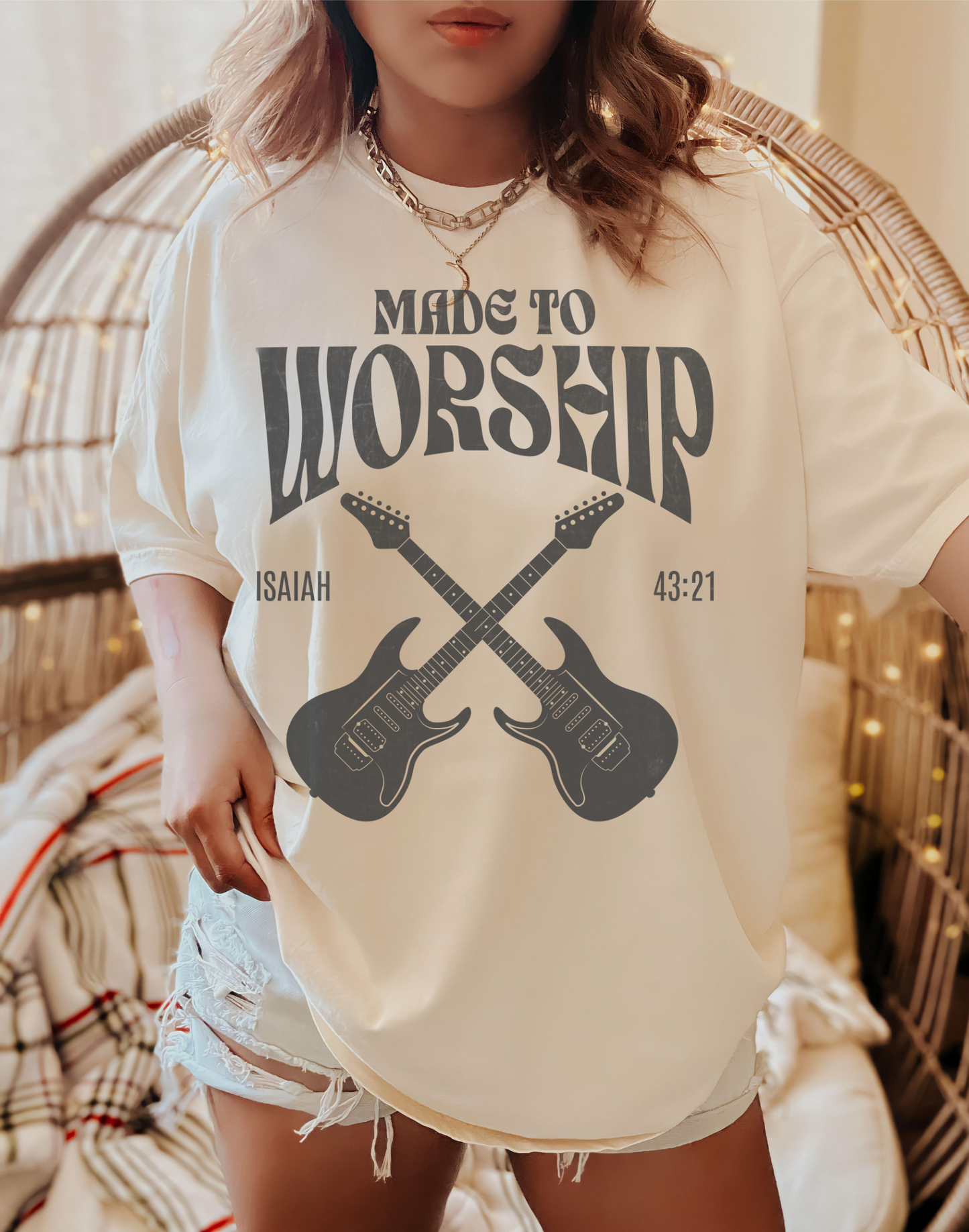 Made To Worship Christian Merch Comfort Colors Praise Team Worship Leader Gift, Christian Music Tee Isaiah 43:21 Unisex Garment-Dyed T-shirt