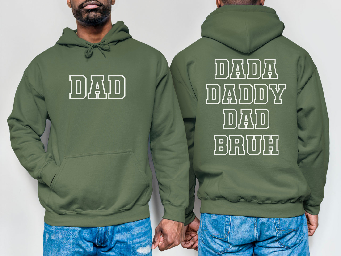 DaDa Daddy Dad Bruh Hoodie, Front and Back Print, Dad Hoodie, Dad Gift, Father's Day, Best Dad, Heavy Blend Hooded Sweatshirt